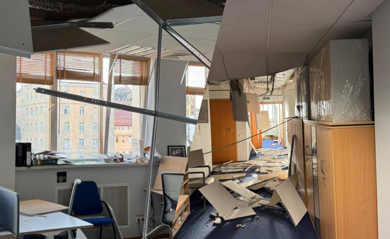 Rosyjski atak na Kijów uszkodził budynek placówki UE