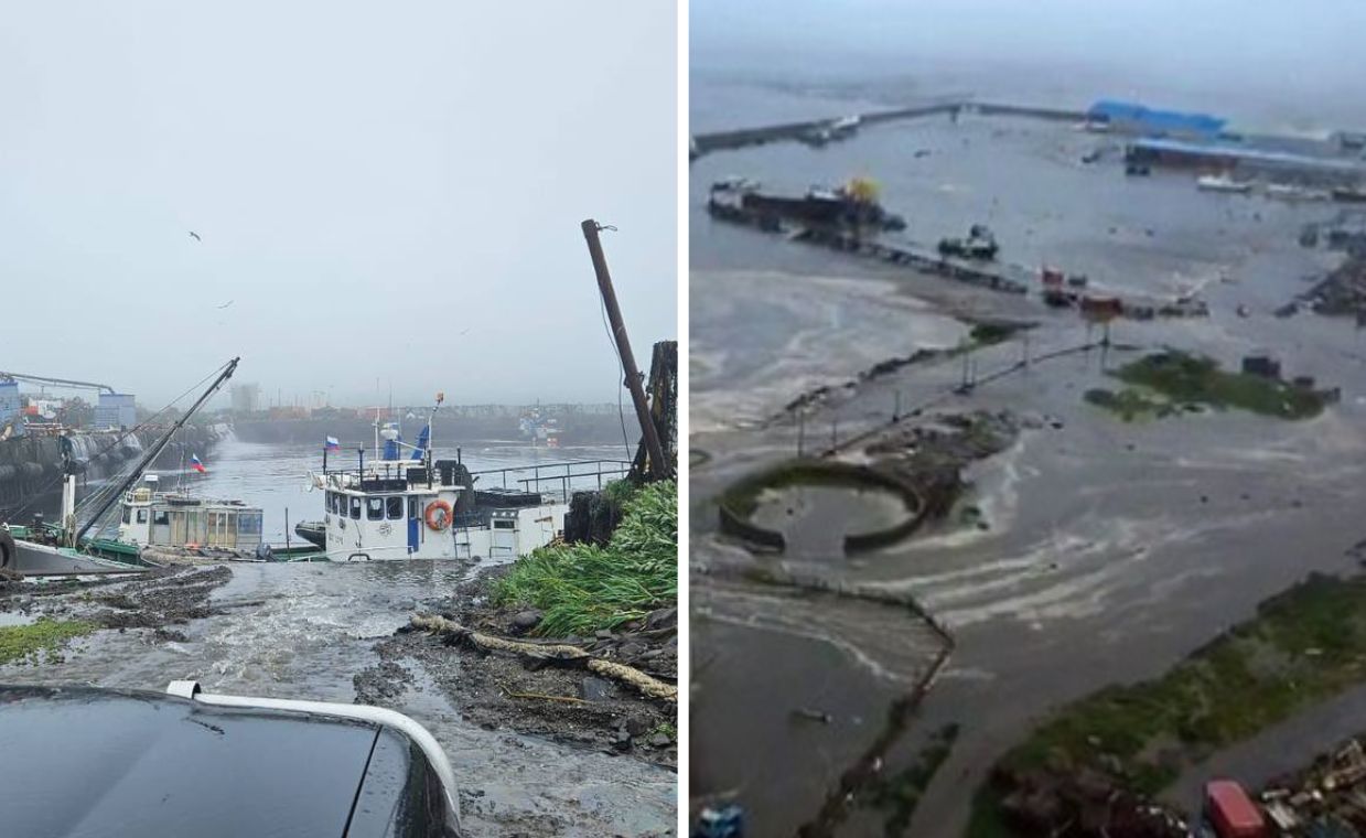 Tsunami uderza w Siewiero-Kurilsk. Fale mają 5 metrów