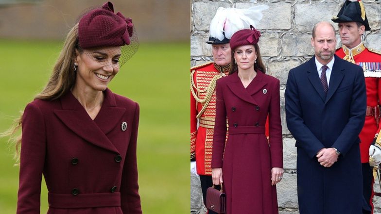 Księżna Kate zachwyca w bordowej kreacji na spotkaniu z Donaldem i Melanią Trump