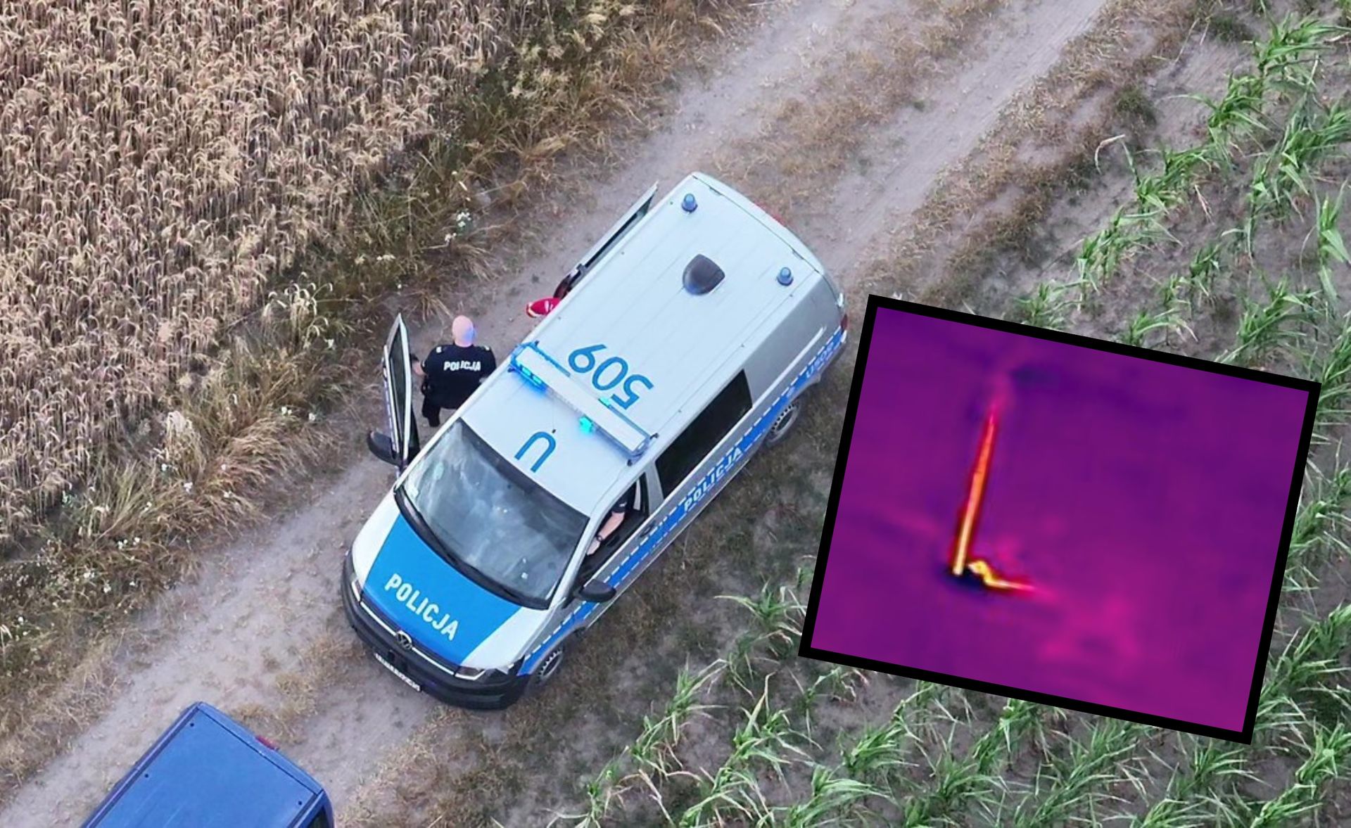 Policjanci szukali zaginionego. Kamera termowizyjna pokazała plamę na polu