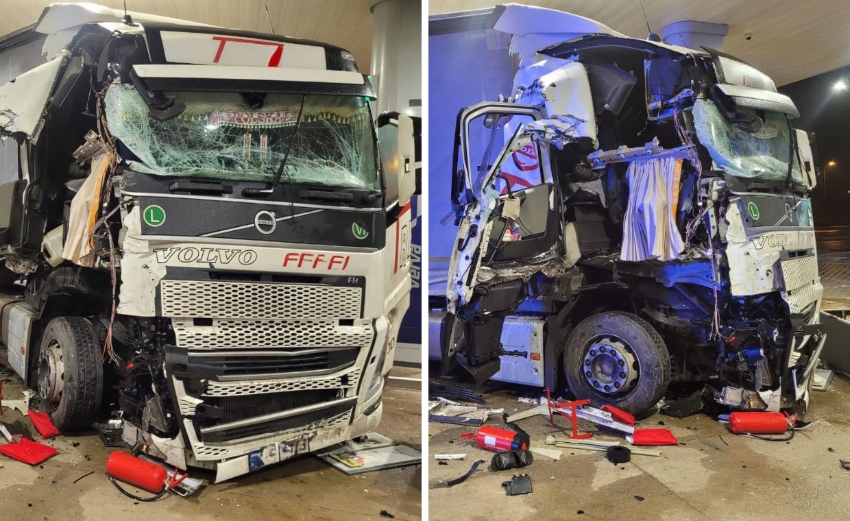 TIR nie zwolnił na lodzie. Ciągnik siodłowy do kasacji