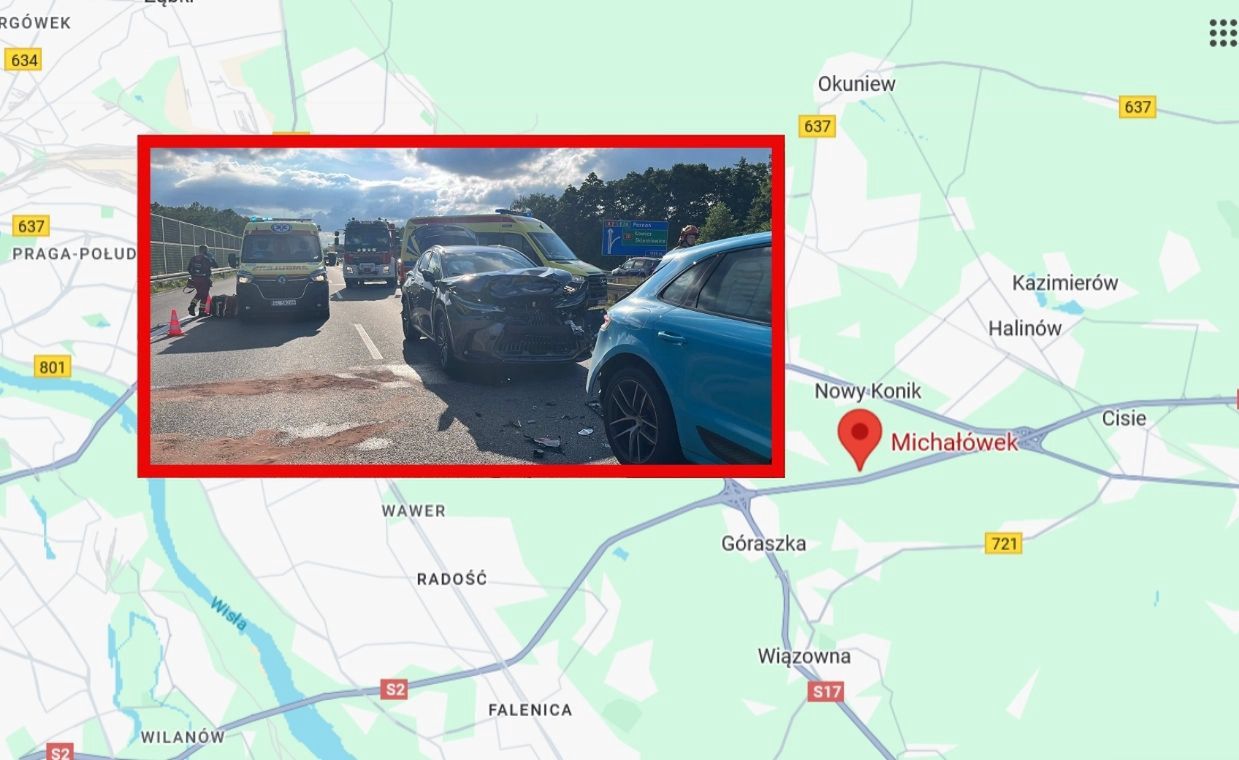 Karambol na A2. Utrudnienia w kierunku Warszawy