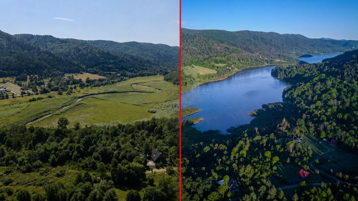 Kąpali się tu dwa lata temu. Teraz idą przez łąkę na dnie
