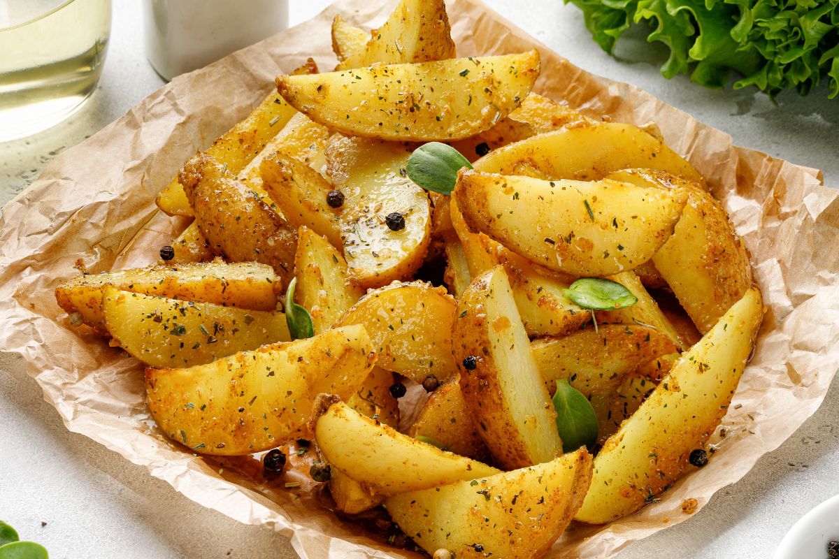 Te pieczone ziemniaki mają chrupiącą skórkę i kremowy środek. Nie trzeba ich choćby wcześniej gotować