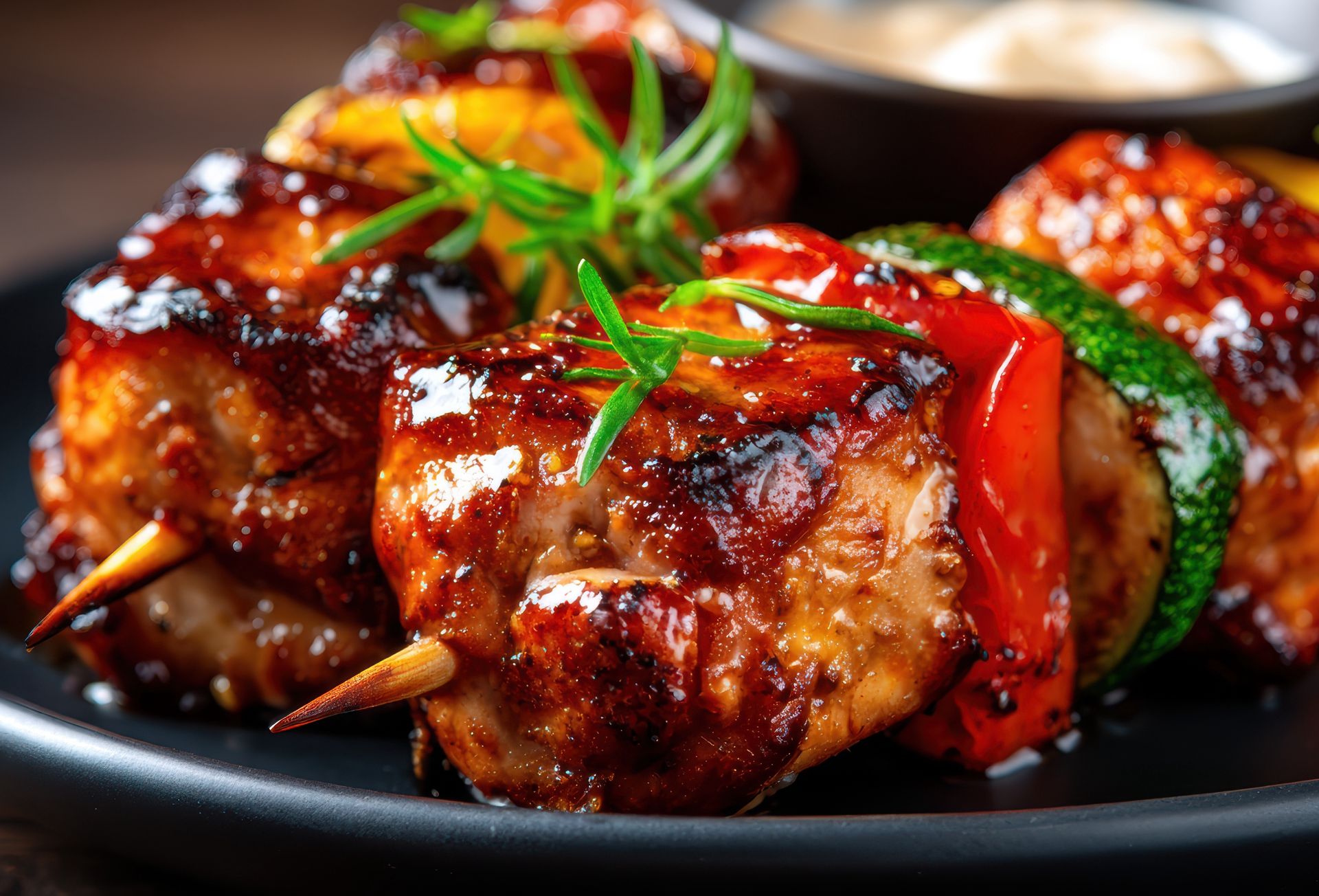 Nadziewam na patyk i smaruję pyszną marynatą. Nigdy nie jadłam lepszych szaszłyków z grilla