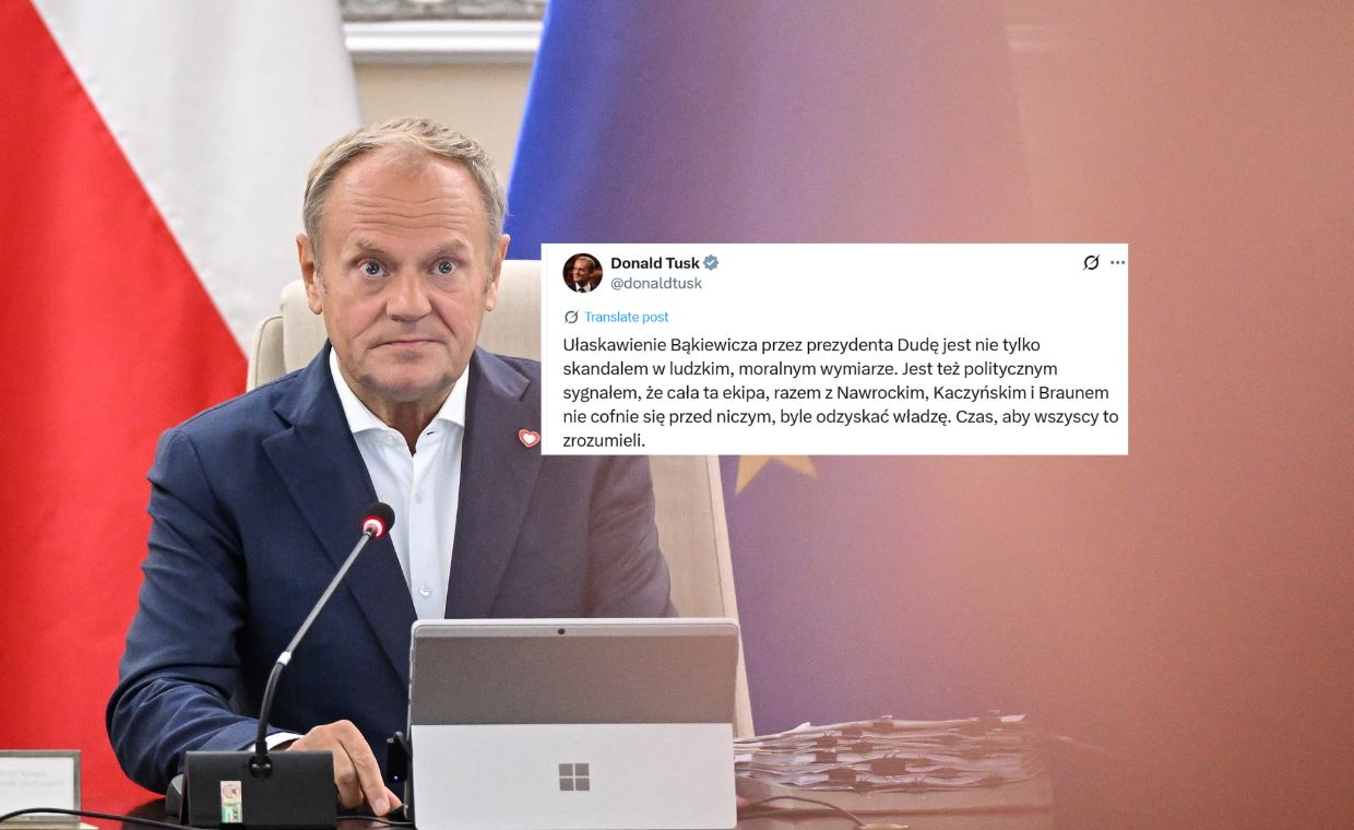 "Nie cofnie się przed niczym". Tusk ostro o ułaskawieniu Bąkiewicza