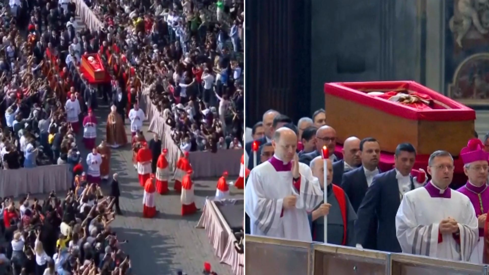 Tłumy żegnają Franciszka. Nagranie z przeniesienia trumny do Bazyliki Św. Piotra