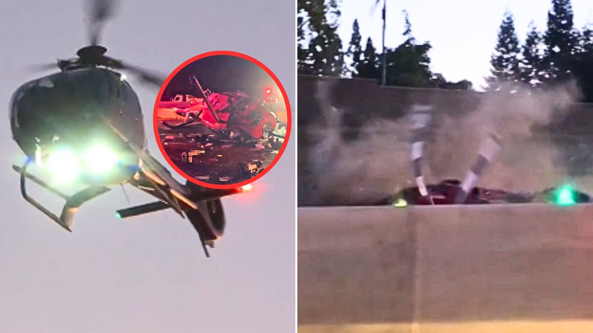 Helikopter runął na drogę. Dramatyczne nagranie z USA