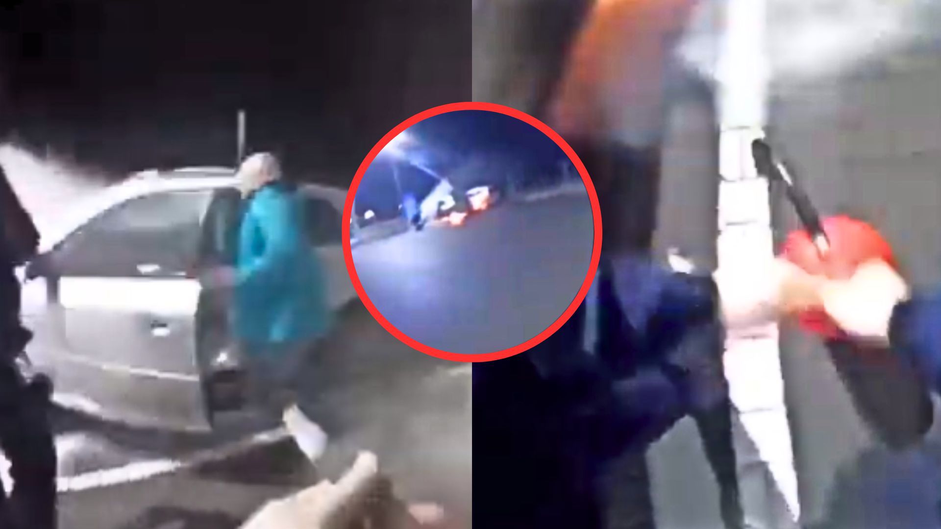 Pożar Audi na stacji paliw. Kamera policjanta nagrała groźny moment