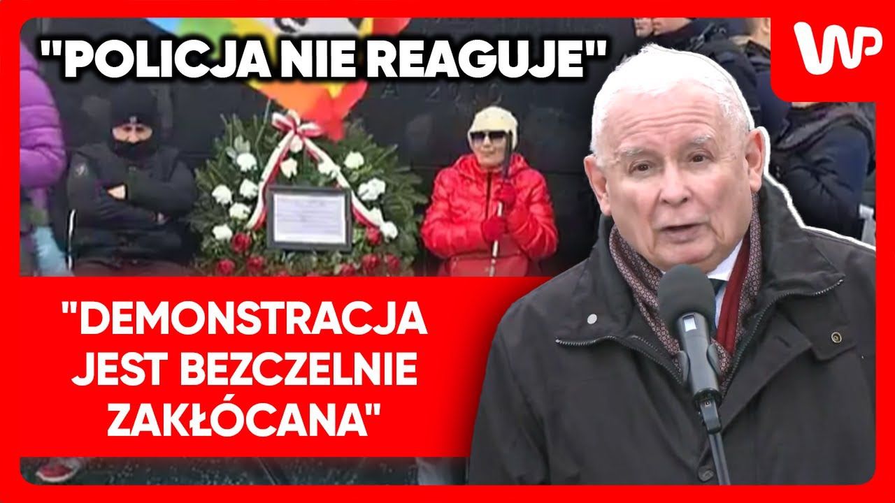 Sceny na miesięcznicy PiS. Krzyki w trakcie przemówienia Kaczyńskiego