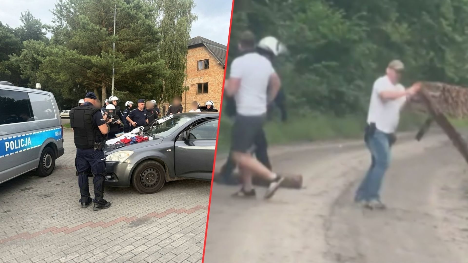 Ustawka pseudokibiców. Nagle na drogę poleciały kłody