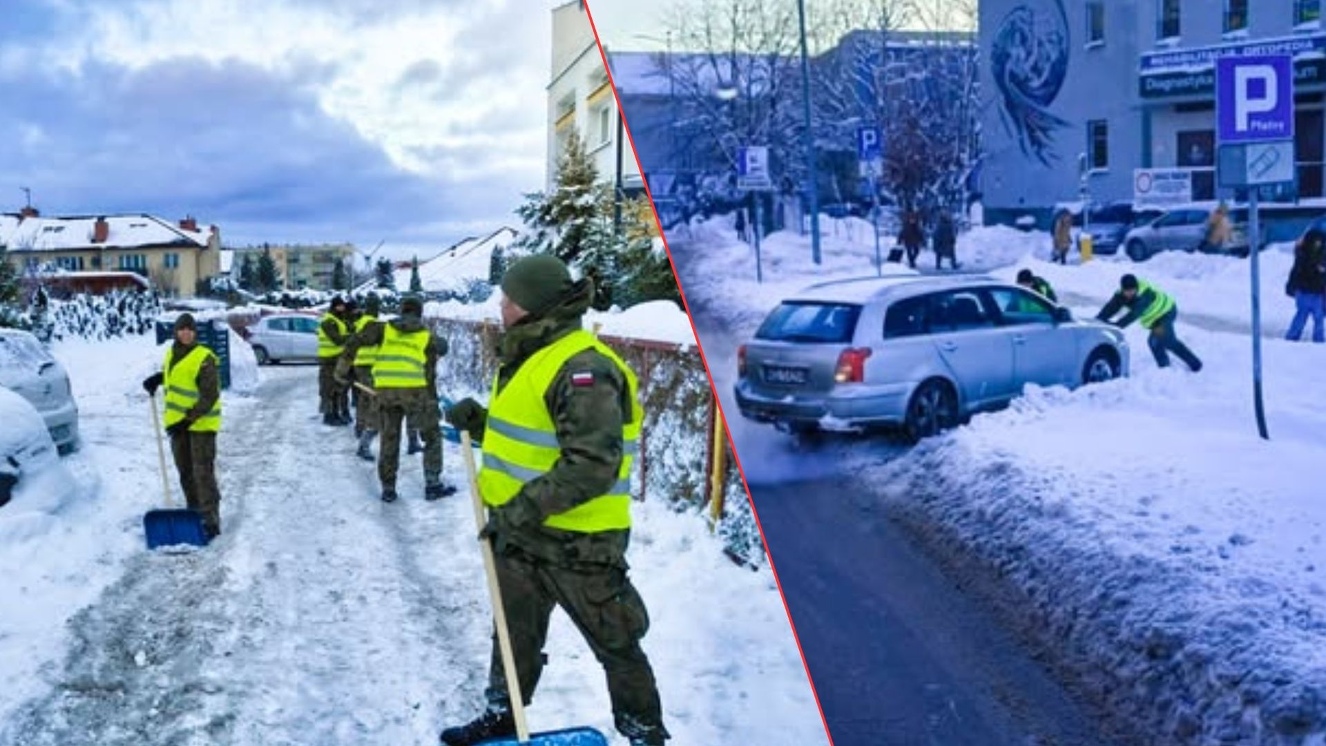 Słupsk zaśnieżony. Wojsko ruszyło na ratunek