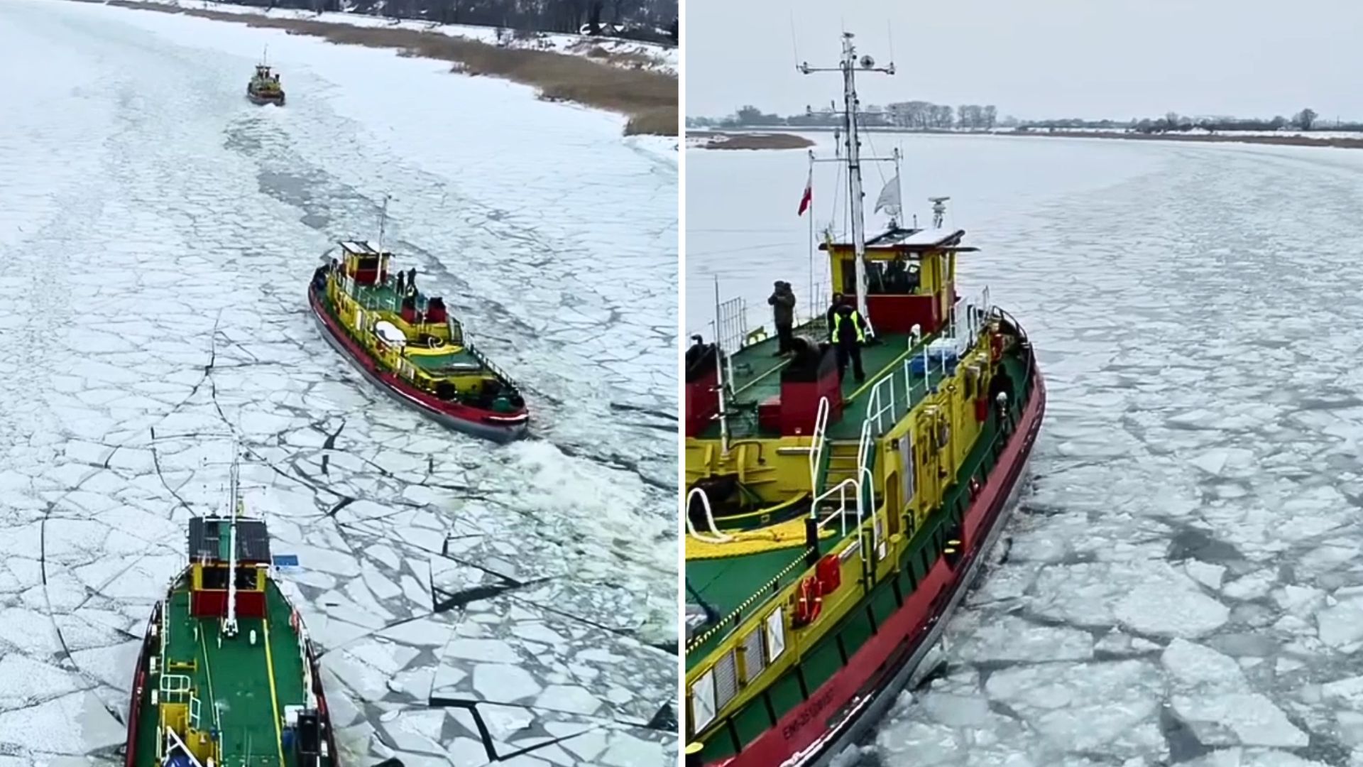 Wisła skuta lodem. Ciężki sprzęt wyruszył o świcie