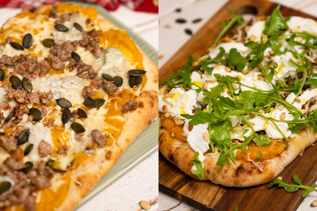 Dyniowa pinsa w dwóch wersjach. Każdy znajdzie coś dla siebie