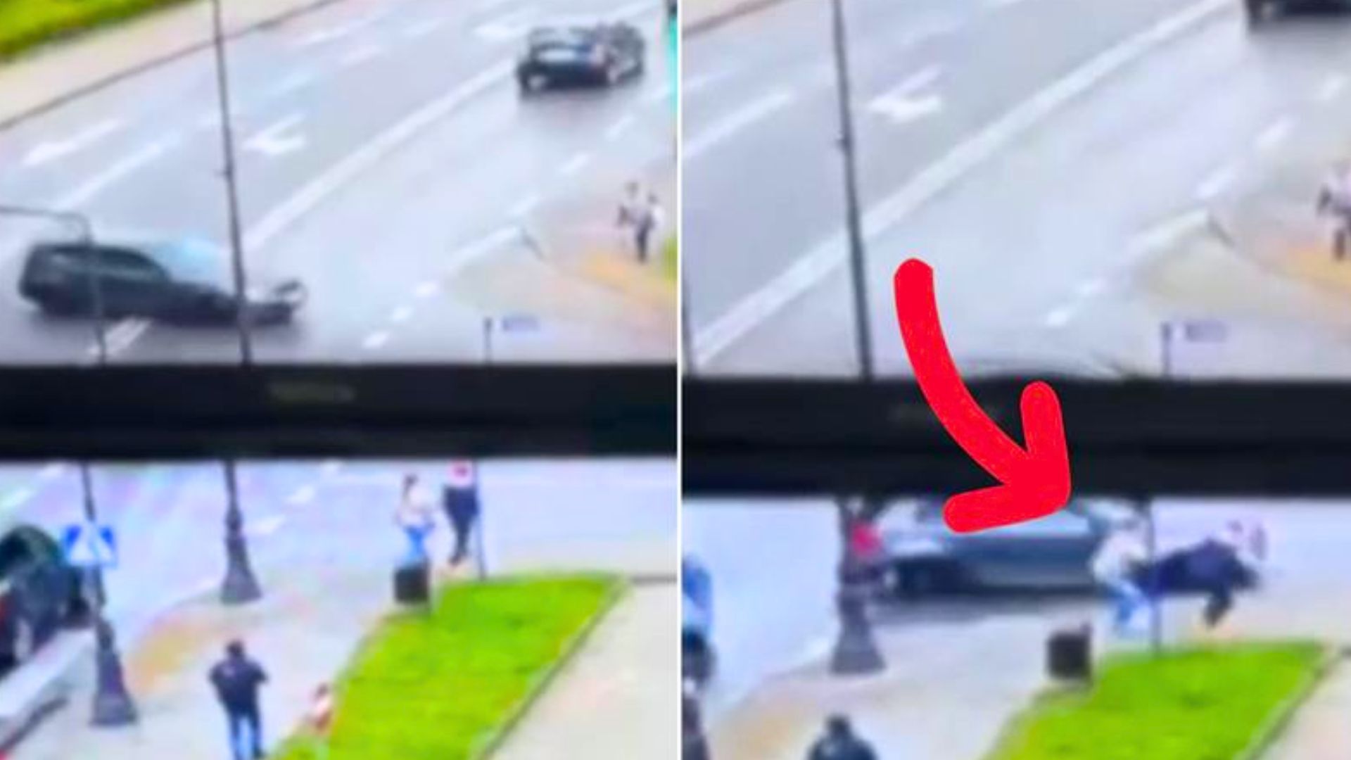 Wjechał bmw w przechodniów. Wszystko nagrała kamera