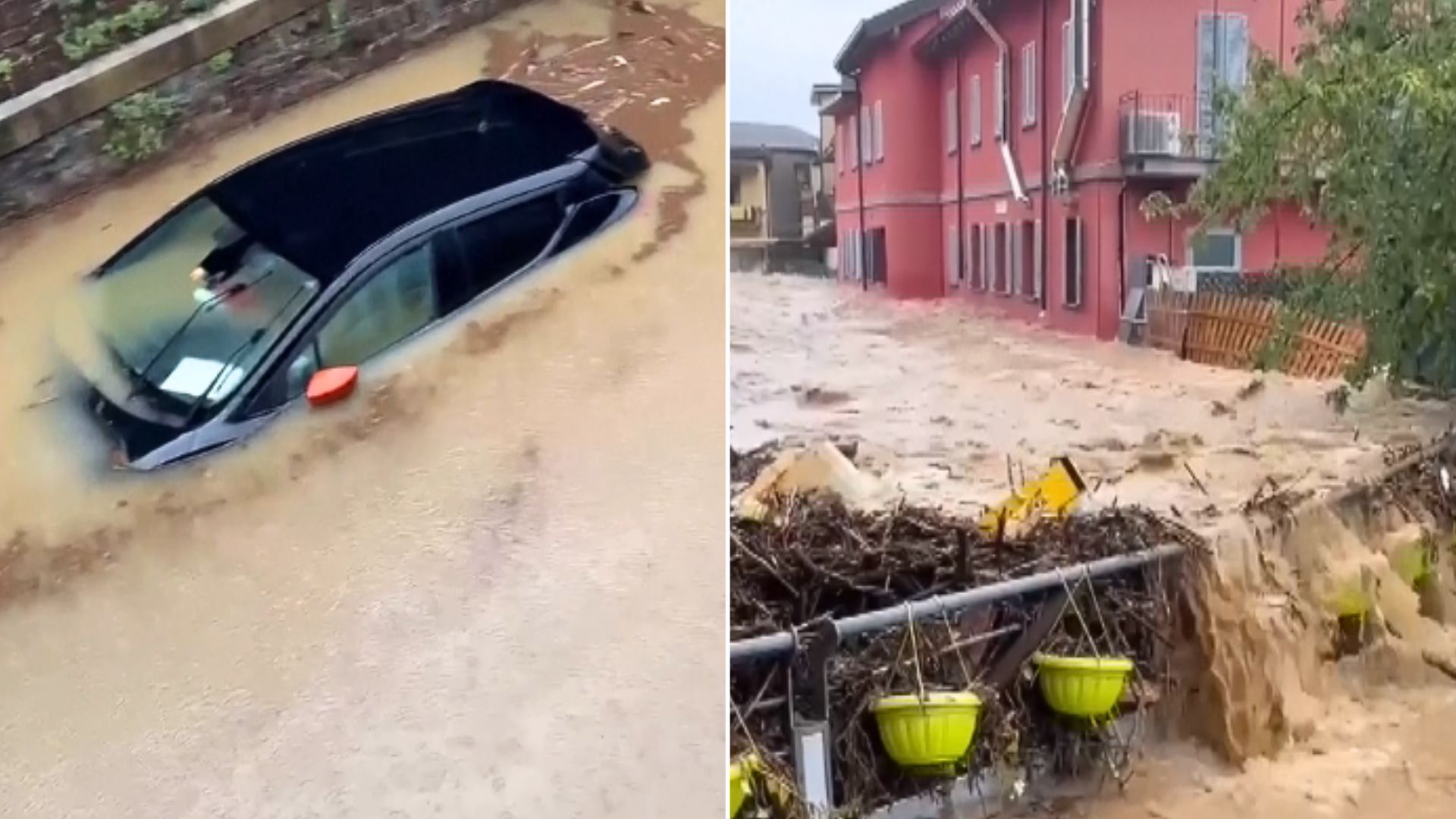 Nagrania z ulewy we Włoszech. Pod jeziorem Como woda porwała auta