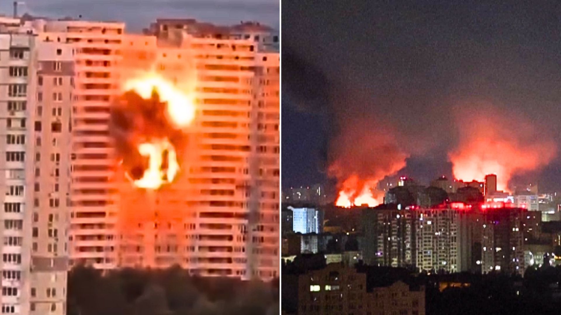 Kijów w ogniu. Moment rosyjskiego ostrzału stolicy Ukrainy