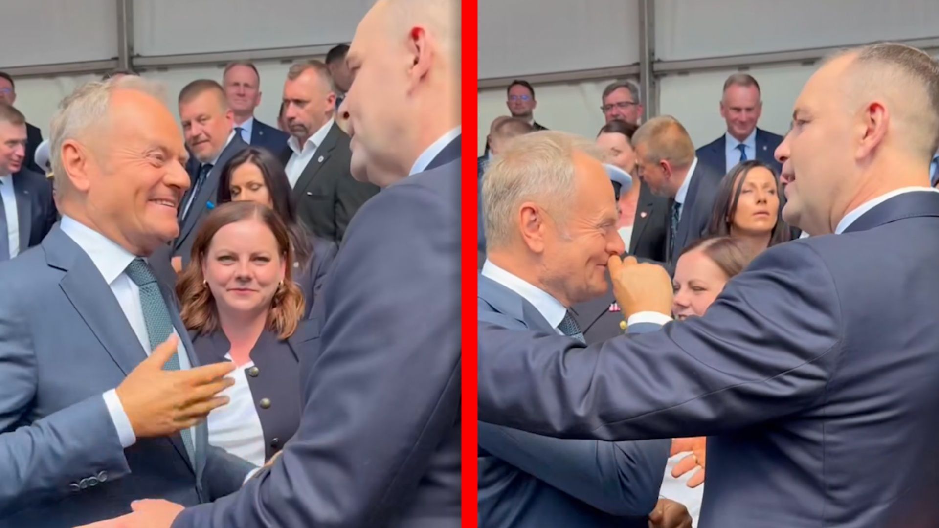 Niespodziewany gest Tuska. Kamery uchwyciły moment z Nawrockim