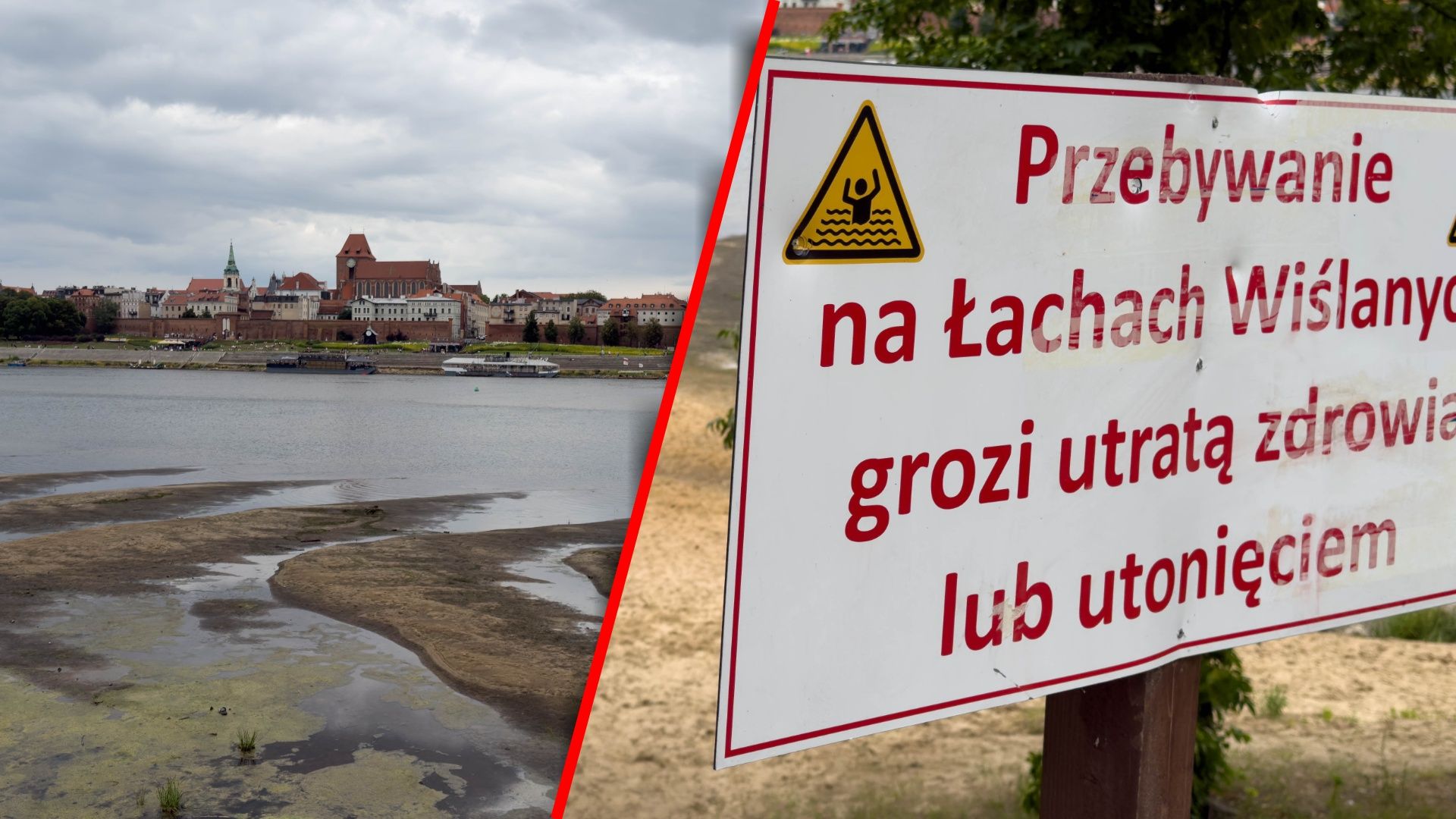 Wisła wysycha. Nagrali, co dzieje się w Toruniu