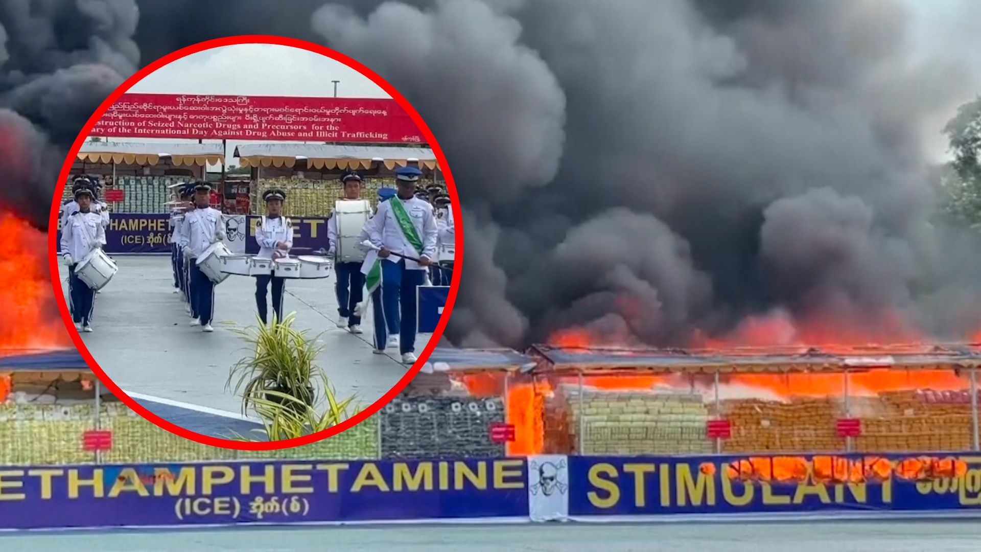 Jedyny taki kraj na świecie. Tony narkotyków podpalono w Mjanmie