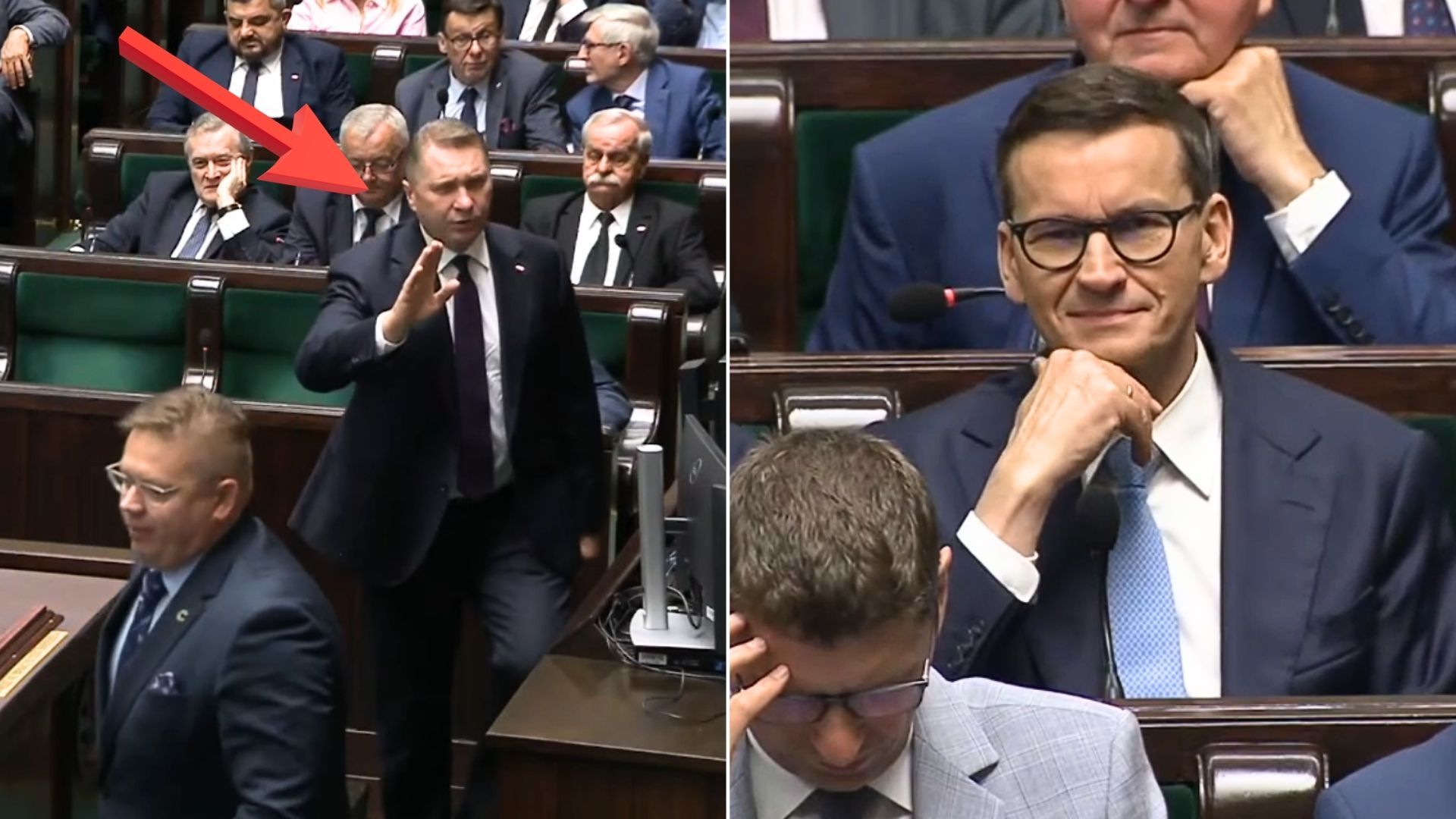 Nerwy w Sejmie. Kamery nagrały reakcję Morawieckiego i Czarnka
