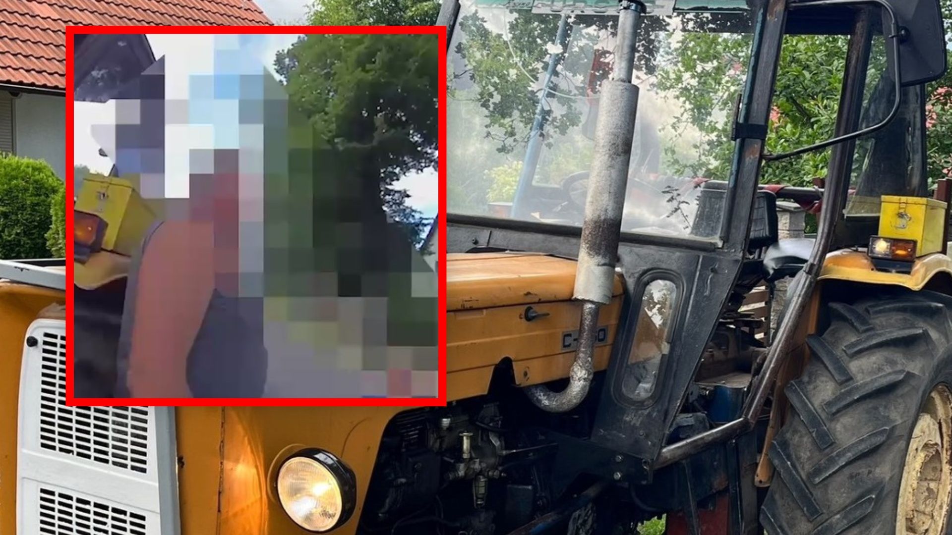 Tak przewoził syna. Miał dwa promile i jechał ciągnikiem. Nagranie