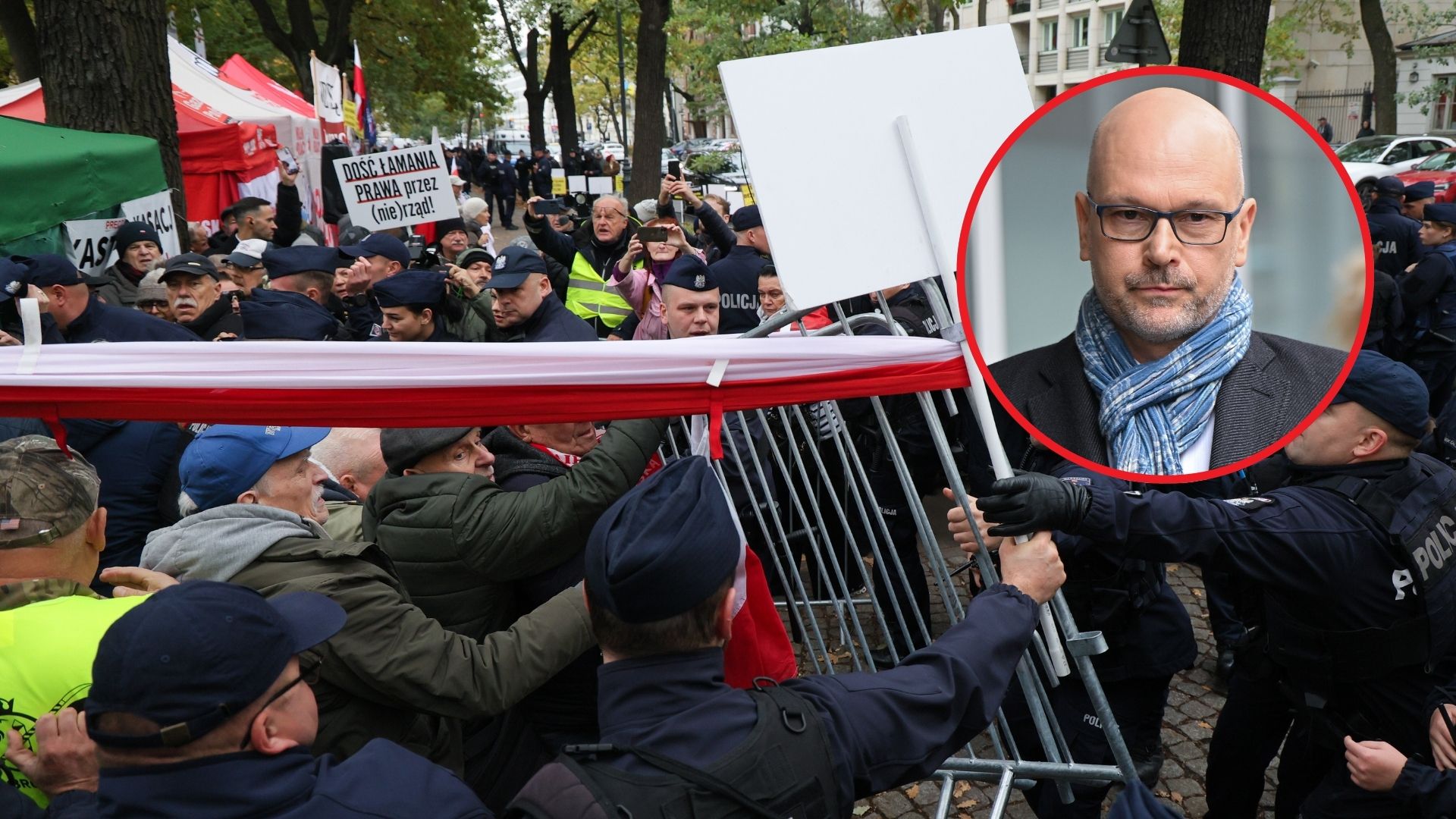 Protest pod TK. Doszło do starć z policją. "Obudź się Polsko"