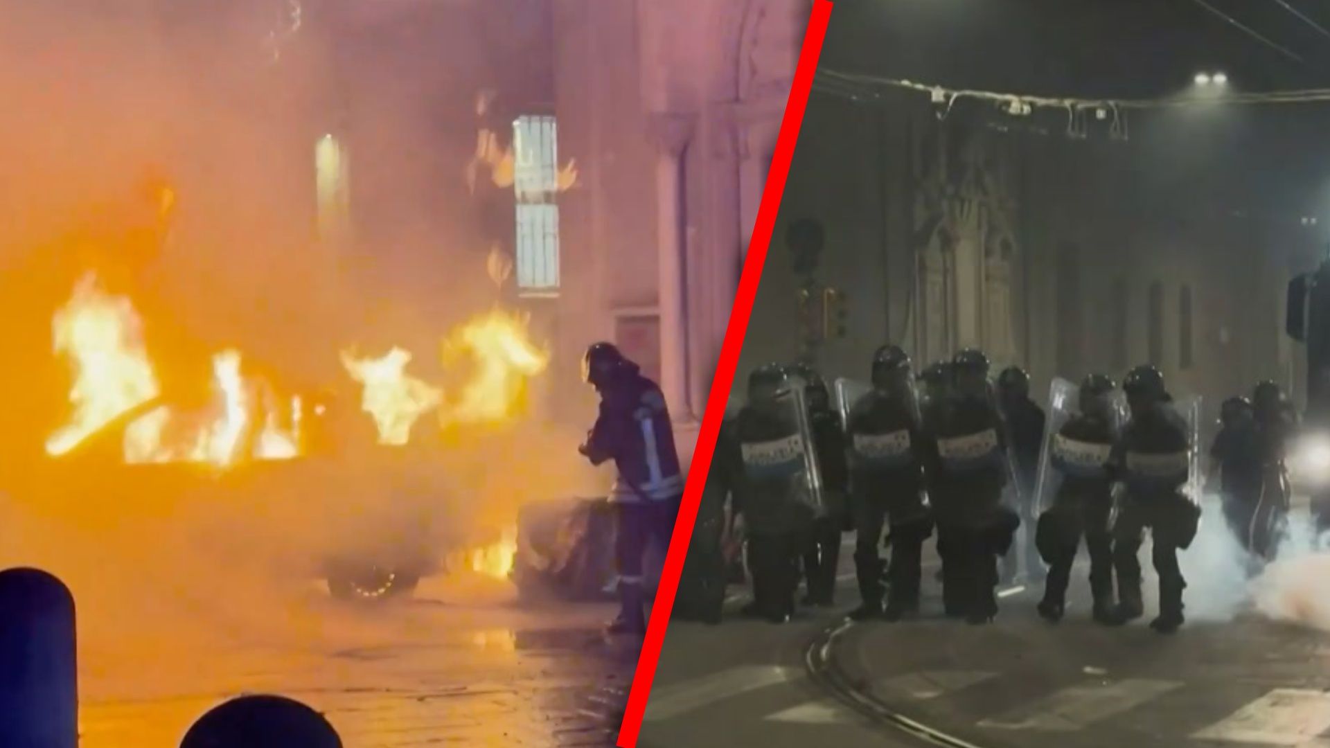 Protesty w Bolonii. W ruch poszły koktajle Mołotowa