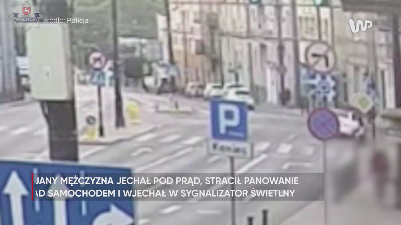 Pijany jechał pod prąd. Wszystko nagrał monitoring