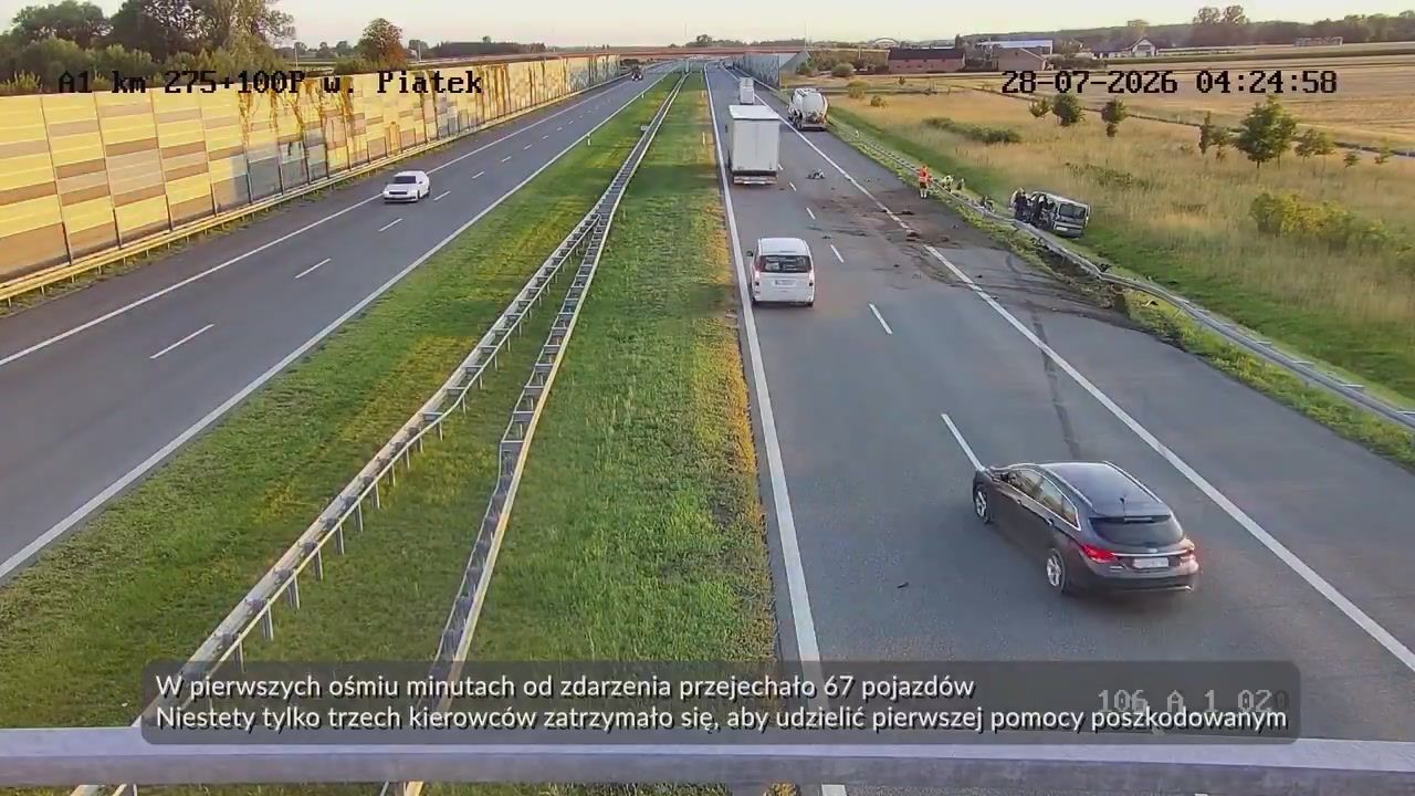 Przerażająca znieczulica na A1. Przejechało 67 aut, pomogły tylko 3