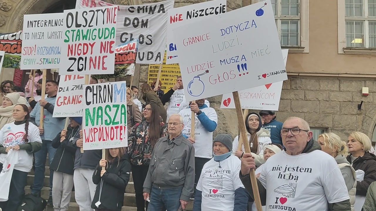 Nie chcą zmiany granic polskiego miasta. Pikieta pod ratuszem