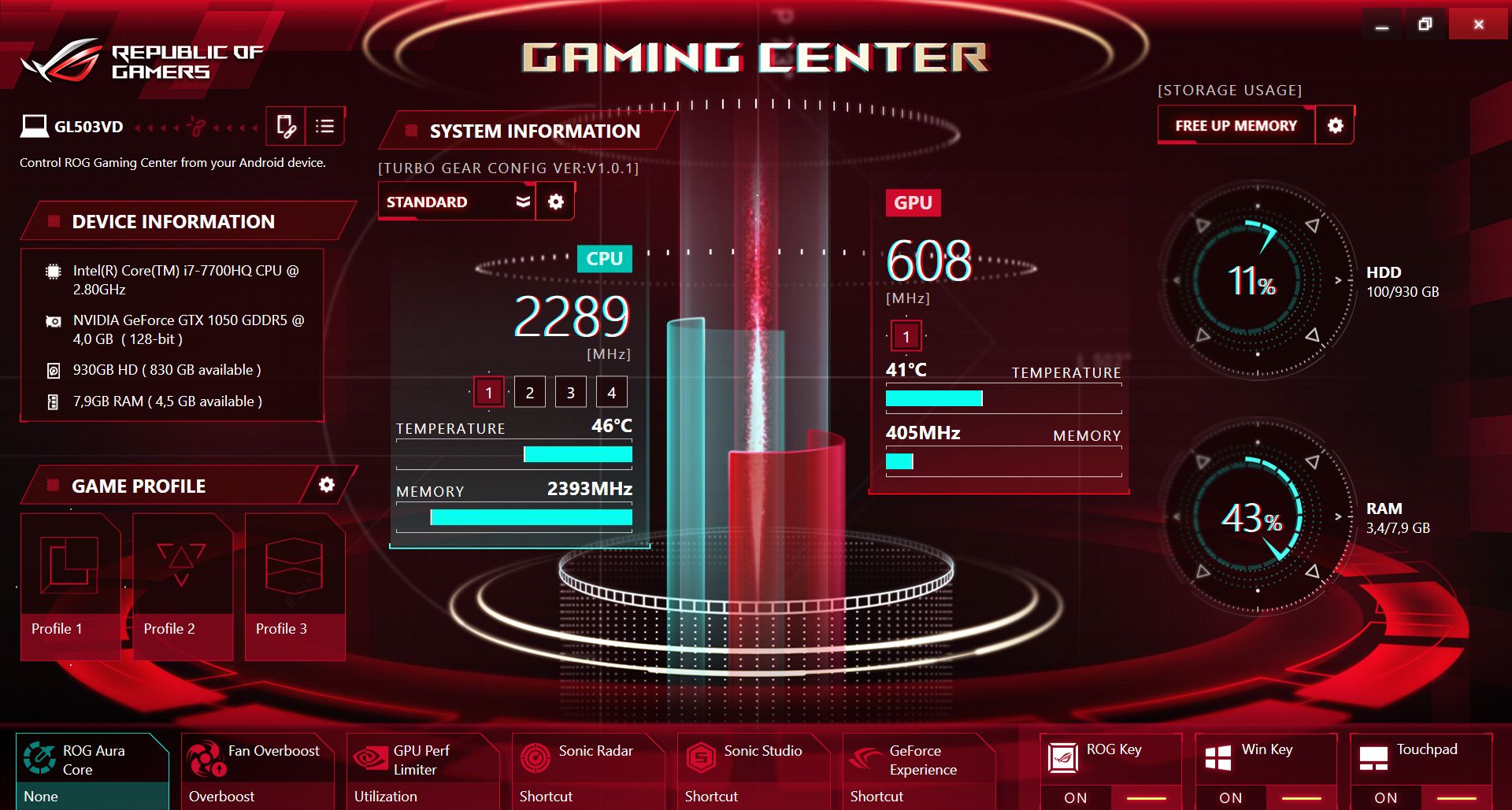 Rog gaming center не видит видеокарту