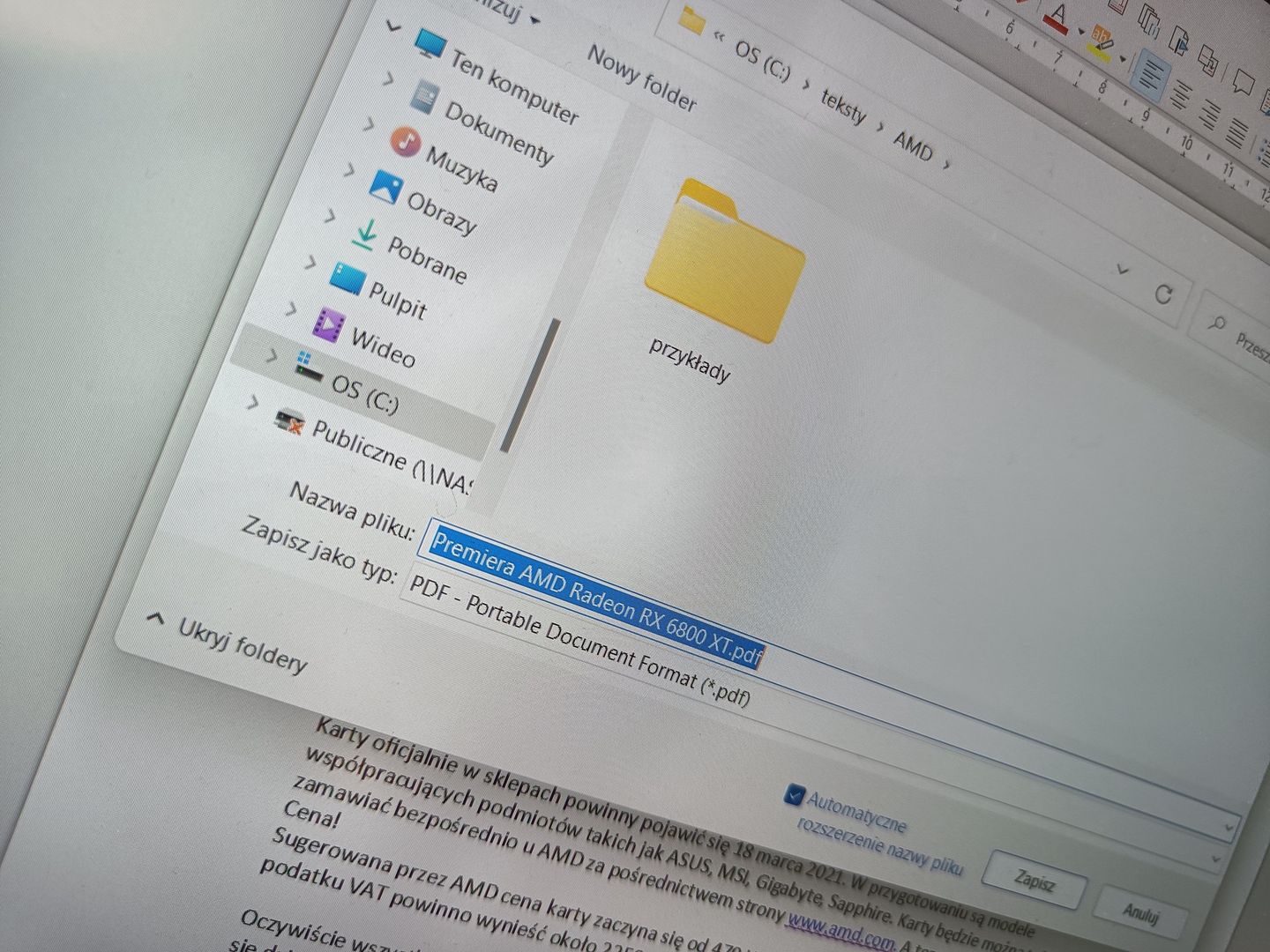 LibreOffice Writer jak zapisać plik w formacie PDF?
