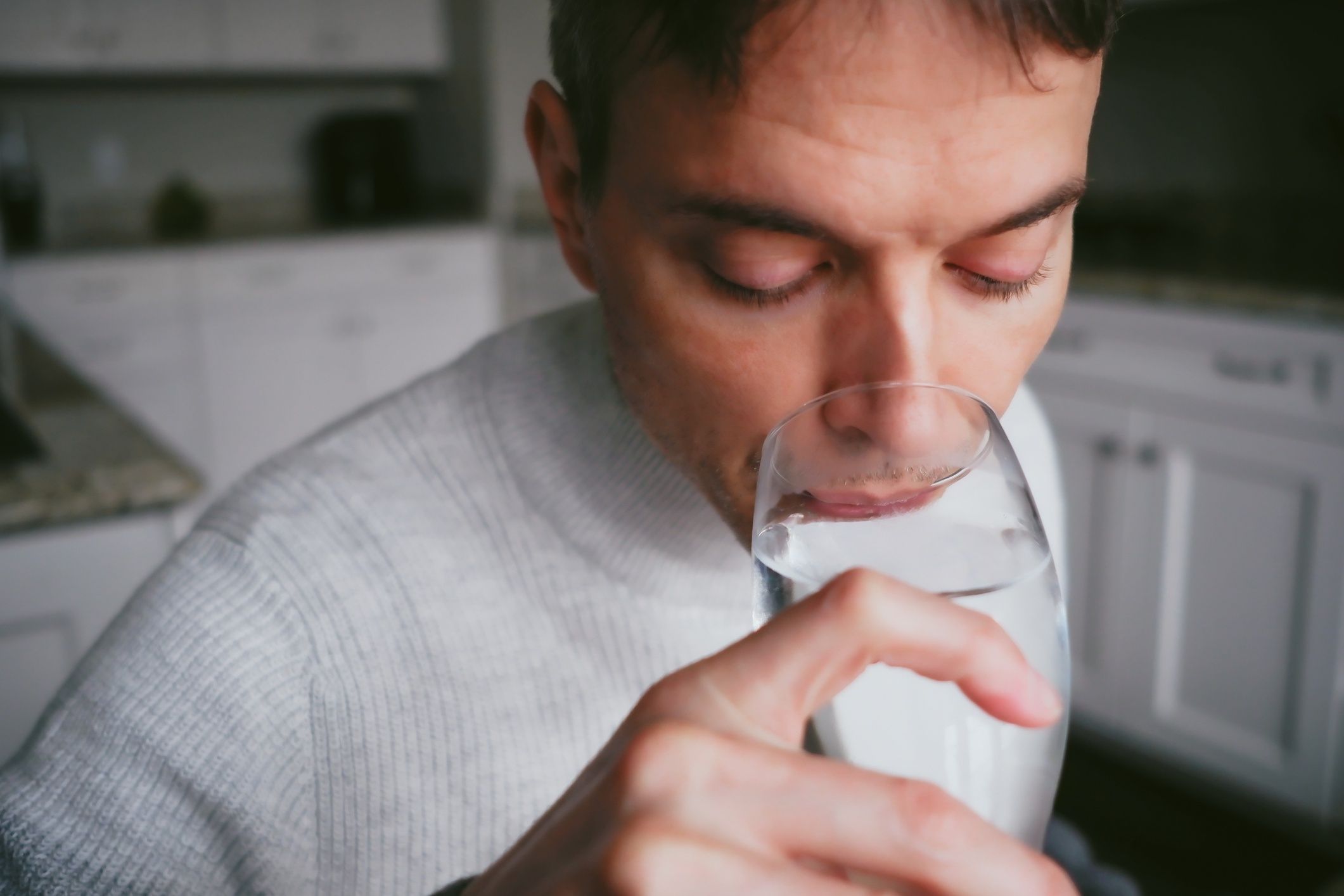 Man Enjoys Glass of Water
Extreme close-up of mid adult white man enjoying glass of water
Grace Cary