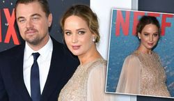 Ciężarna Jennifer Lawrence pojawiła się na czerwonym dywanie z Leonardo DiCaprio. Luksusową kreacją podkreśliła zaokrąglony brzuszek