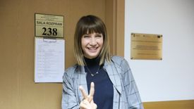 Warszawa, 24.01.2019. Grażyna Wolszczak przed salą sądową.