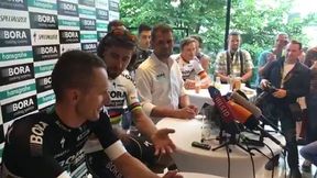 Rafał Majka w cieniu Petera Sagana. Zabawny moment na konferencji Bora-Hansgrohe