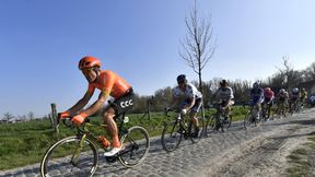 E3 Harelbeke 2019. Greg Van Avermaet na podium. Stybar triumfatorem