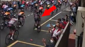 Giro d'Italia. Koszmarny wypadek przez bidon. Olbrzymi pech Gerainta Thomasa (wideo)