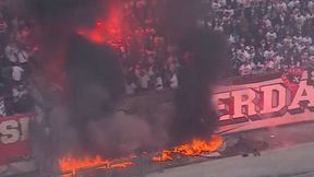 Co tam się stało? Na stadionie nagle pojawił się ogień! (WIDEO)