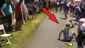 Kibic zarzucił na kolarza wędkę. Niecodzienna sytuacja na Tour de France [WIDEO]