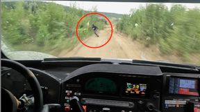 Wyskoczył przed auto Hołowczyca. Na nagraniu wszystko widać