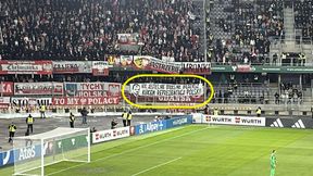 Tusk na pewno to widział. Taki transparent skierowali w jego stronę