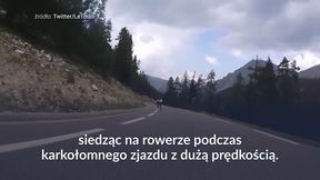 #dziejesiewsporcie: ekstremalny zjazd w Tour de France. Kolarz z kamerą na klatce piersiowej