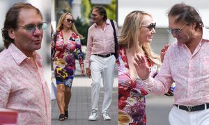 Żona Hollywood bez stanika i z mężem przechadza się po Warszawie