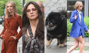 Zabiegane gwiazdy w drodze do "Dzień Dobry TVN": roześmiana Agnieszka Woźniak-Starak, Kinga Rusin z Czarkiem Lisem i długonoga Kasia Stankiewicz