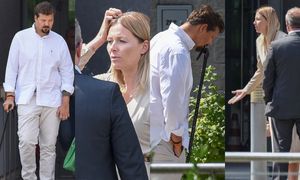Zwaśnieni Odeta Moro i Michał Figurski dyskutują przed sądem