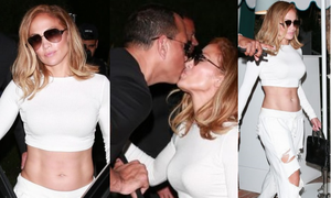 Coraz młodsza Jennifer Lopez zabrała narzeczonego i swój UMIĘŚNIONY BRZUCH na randkę