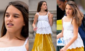 13-letnia Suri Cruise stroi miny na spacerze z nianią (ZDJĘCIA)