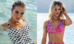 Seksowna Rosie Huntington-Whiteley tarza się po plaży w kampanii strojów kąpielowych